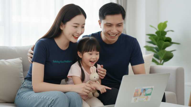 Family with a computer